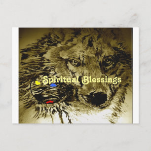 Carte Postale Bénédiction spirituelle du loup de lune