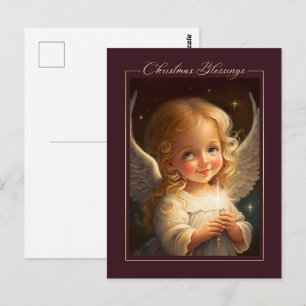 Carte Postale Bénédictions de Noël. Petit Ange de Noël