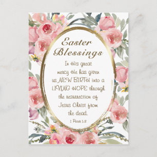 Carte Postale Bénédictions de Pâques Verset de la Bible Floral R