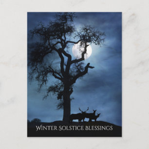 Carte Postale Bénédictions du solstice d'hiver Elks et Lune