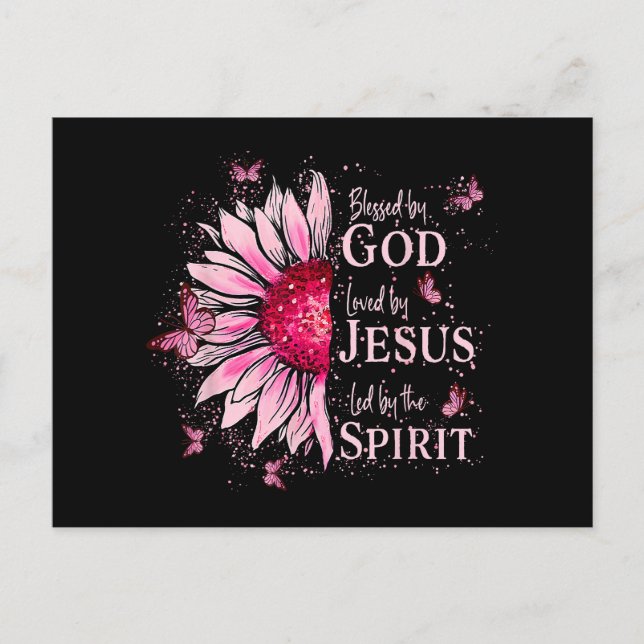 Carte Postale Béni Par Dieu - Aimé Par Jésus Tournesol Rose (Devant)