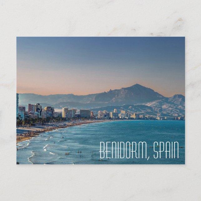 Carte Postale Benidorm, Espagne tir côtier (Devant)