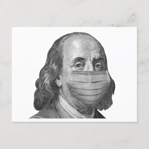 Carte Postale Benjamin Franklin en masque