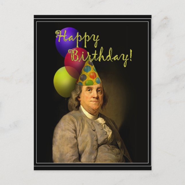 Carte Postale Benjamin Franklin Joyeux anniversaire (Devant)