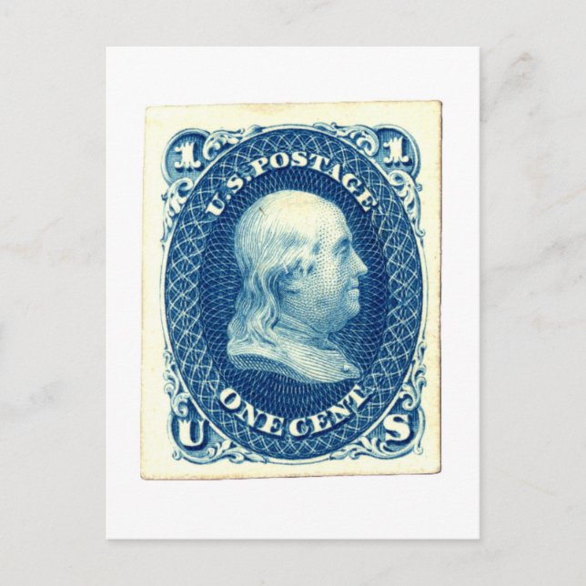 Carte Postale Benjamin Franklin Un Cent États-Unis Timbre (Devant)