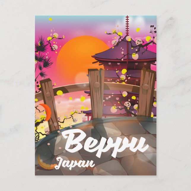Carte Postale Beppu affiche de voyage japonaise (Devant)