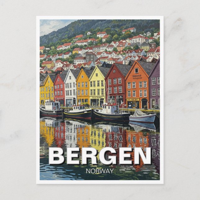 Carte Postale Bergen Norvège Voyage (Devant)