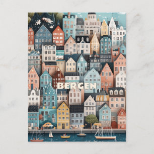 Carte Postale Bergen Norvège Voyage