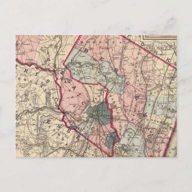 Carte Postale Bergen, Passaic Cos, NJ (Devant)