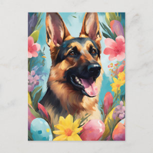 Carte Postale Berger allemand heureux Pâques