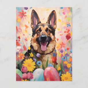 Carte Postale Berger allemand heureux Pâques