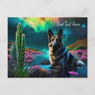 Carte Postale Berger allemand sur un monde Alien
