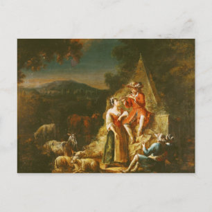 Carte Postale Berger Jouer une Flûte