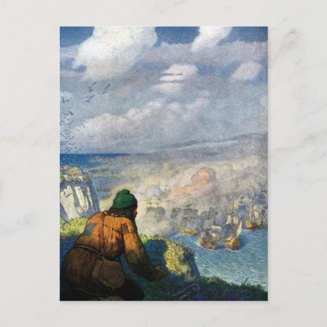 Carte Postale Berger regardant Armadas bataille (Devant)