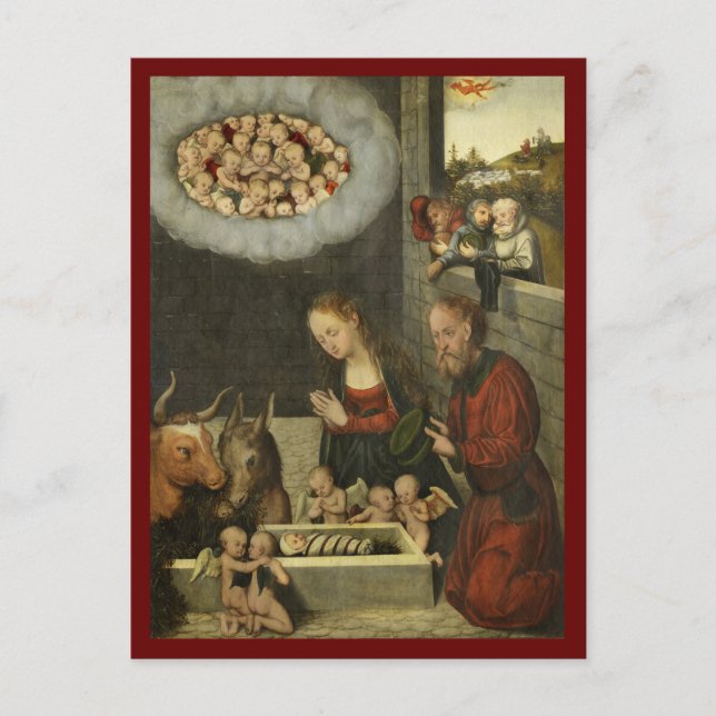 Carte Postale Bergers adorant le bébé Jésus par Cranach (Devant)