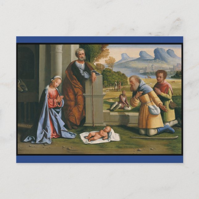 Carte Postale Bergers adorer le bébé Jésus (Devant)