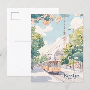 Carte Postale Berlin Allemagne Gouache Peinture Illustration Voy