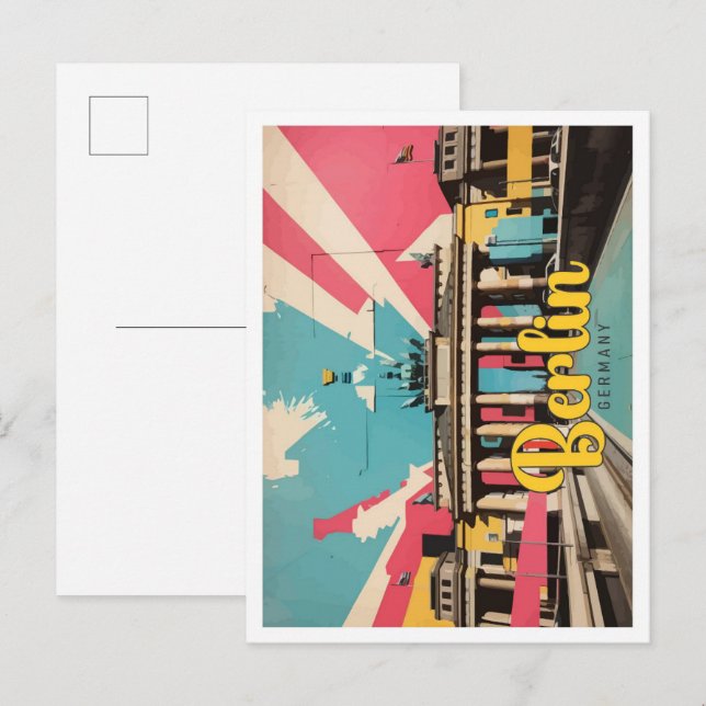 Carte Postale Berlin Allemagne Pop Art Voyage Illustration (Devant / Derrière)