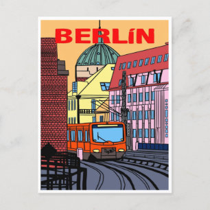 Carte Postale Berlin Allemagne train Travel Art Vintage