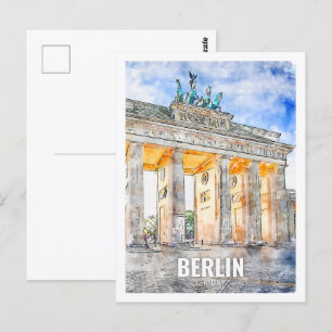 Carte Postale Berlin Allemagne Travel Place Watercolor