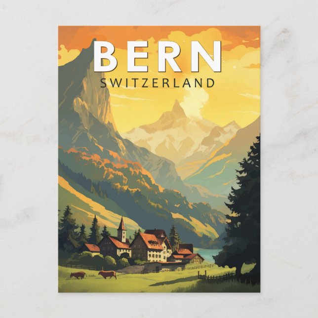 Carte Postale Bern Suisse Voyage Art Rétro (Devant)