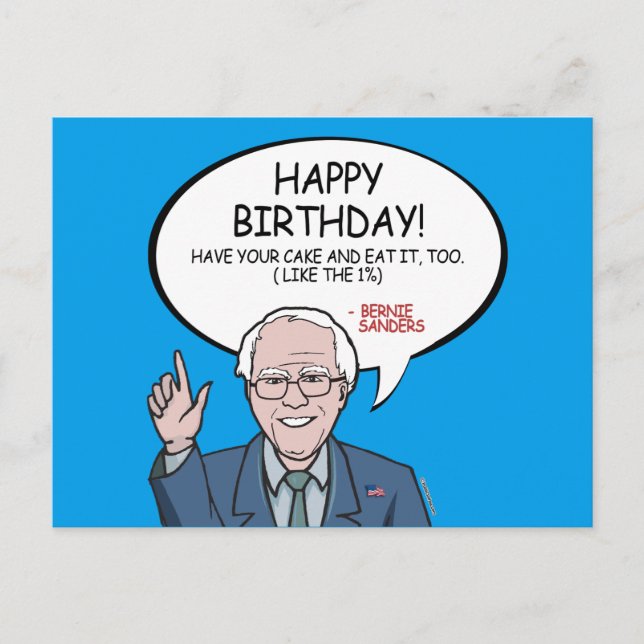 Carte Postale Bernie Sanders Salutation - Joyeux anniversaire -. (Devant)
