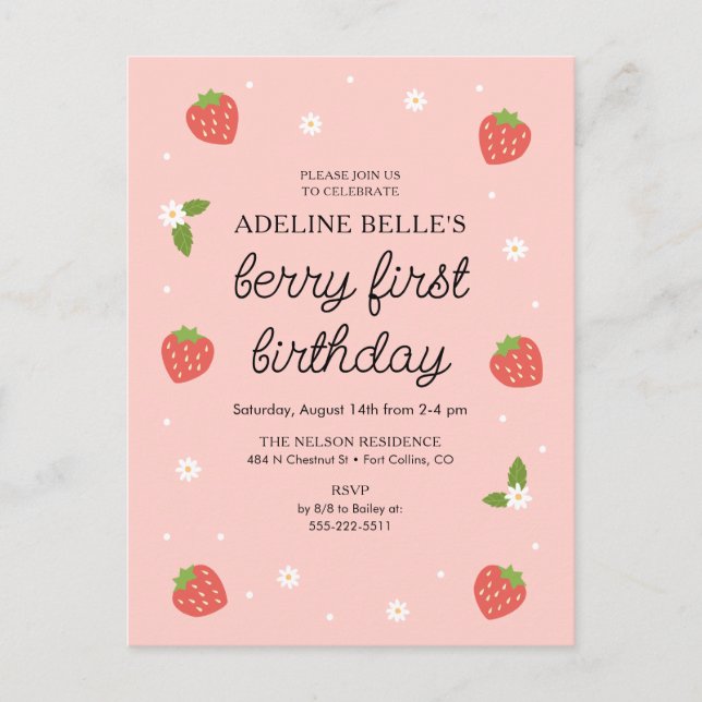Carte Postale Berry 1er Anniversaire Fraise Première fête d'anni (Devant)