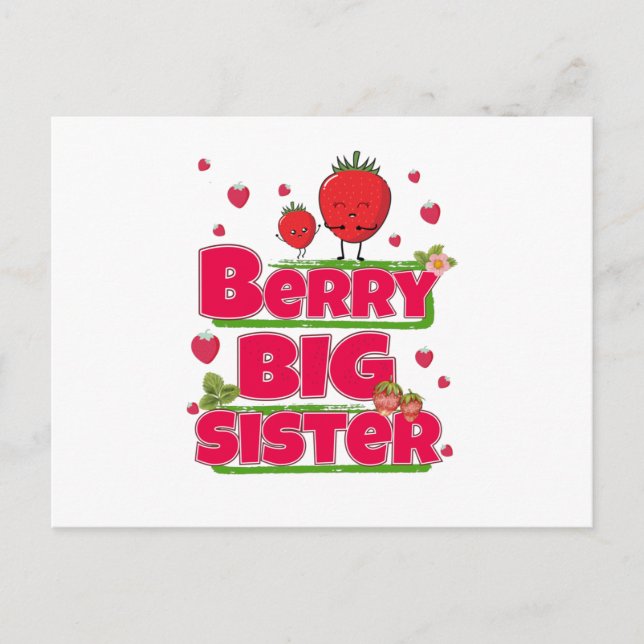 Carte Postale Berry Big Sister - Pun mignonne aux fraises (Devant)