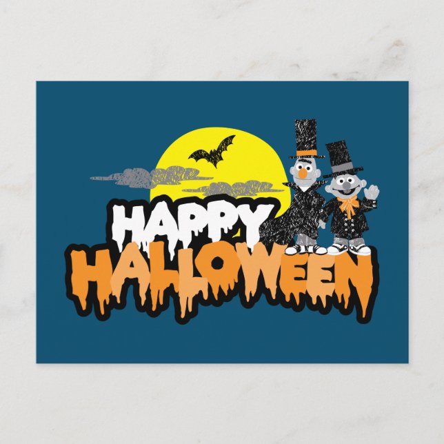 Carte Postale Bert et Ernie | Bonne Halloween (Devant)