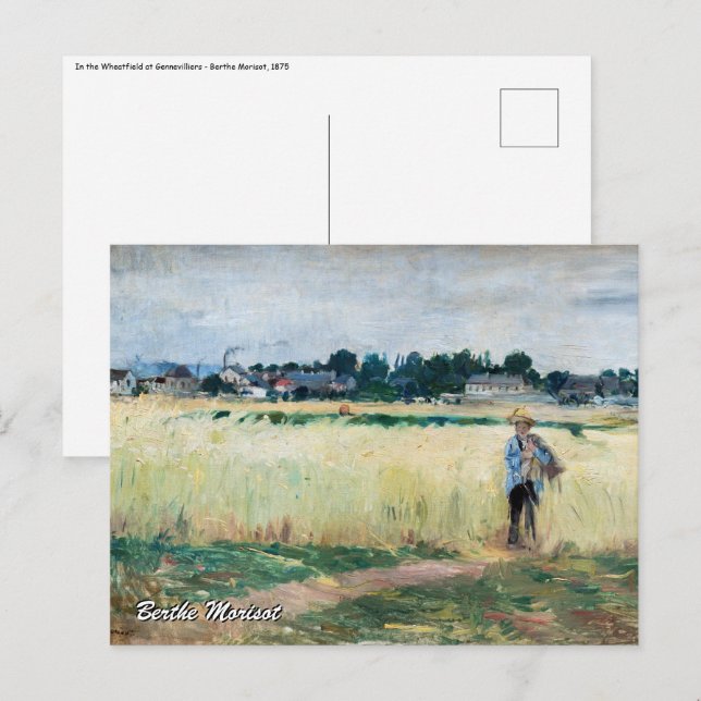 Carte Postale Berthe Morisot - Dans le champ de blé à Gennevilli (Devant / Derrière)