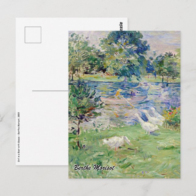 Carte Postale Berthe Morisot - Fille en bateau avec oie (Devant / Derrière)