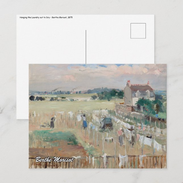 Carte Postale Berthe Morisot - Hanging the Laundry out to Dry (Devant / Derrière)
