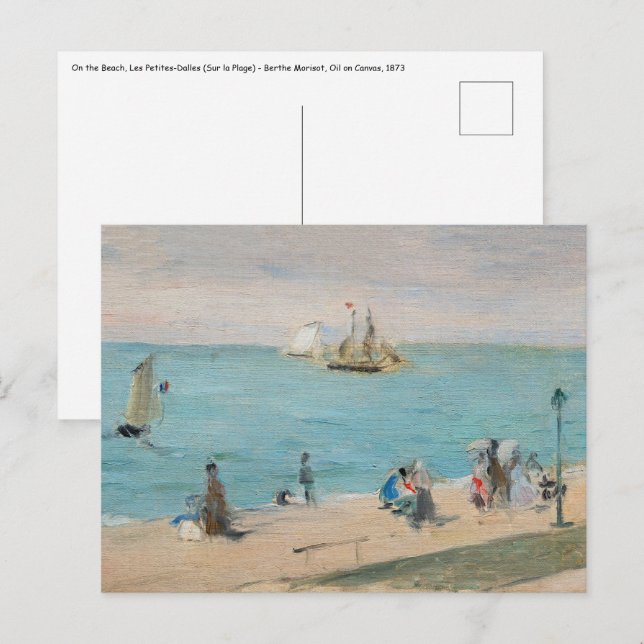 Carte Postale Berthe Morisot - Sur la plage, Les Petites-Dalles (Devant / Derrière)