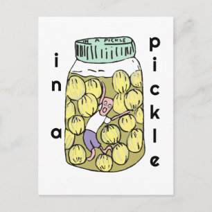 Carte Postale Besoin d'aide dans un pot d'oignon mariné