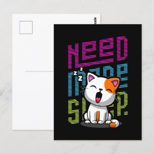 Carte Postale Besoin de plus de sommeil Funny Cat expression d