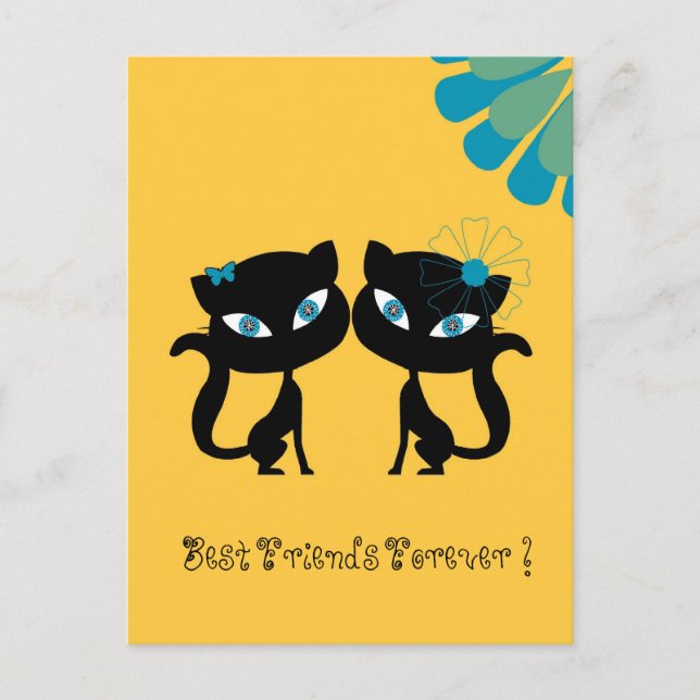 Carte Postale Best Friends Forever (BFF), I love Cats! (Devant)