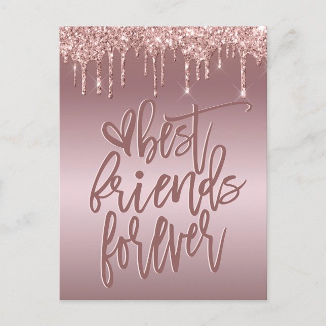 Carte Postale Best Friends Forever Rose Gold Parties scintillant (Devant)