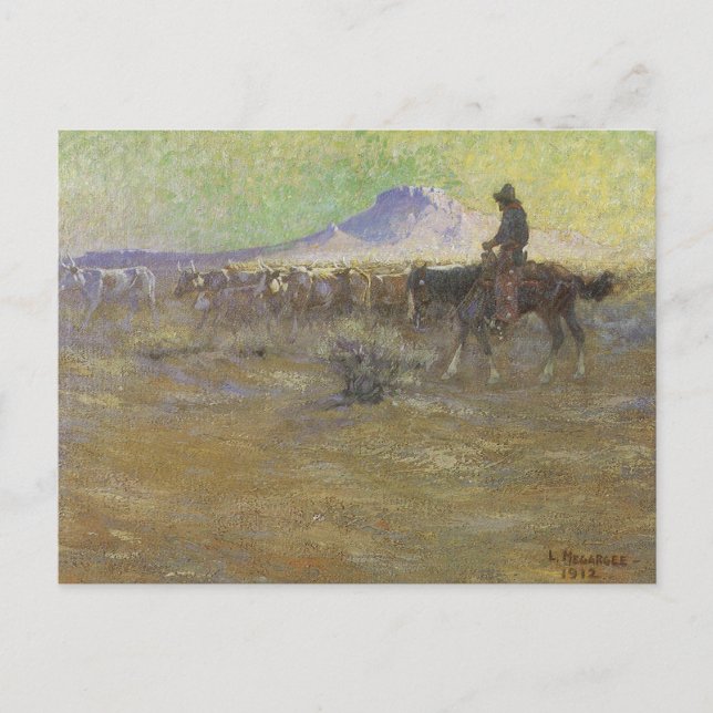 Carte Postale Bétail d'élevage de cowboys sur la chaîne par Lon  (Devant)