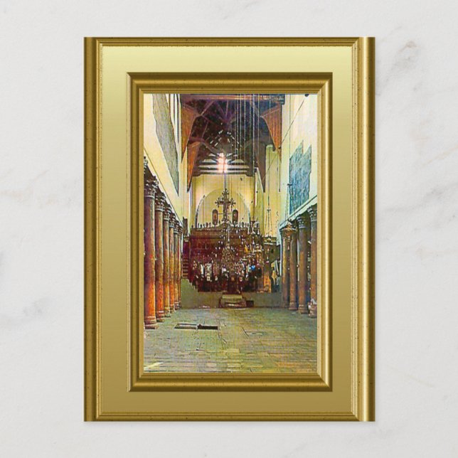 Carte Postale Bethléem, Église intérieure de la Nativité (Devant)