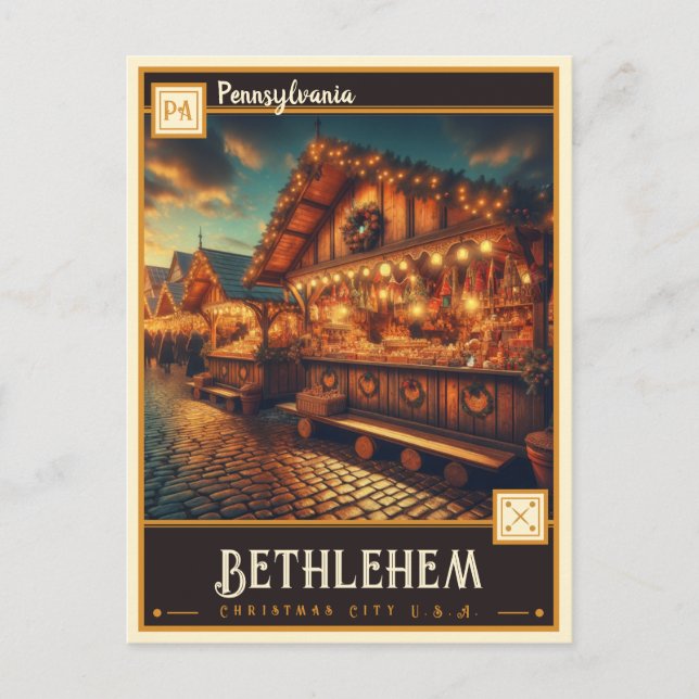Carte Postale Bethléem, Pennsylvanie | VINTAGE (Devant)