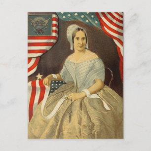 Carte Postale Betsy Ross Premier drapeau américain Portrait Vint