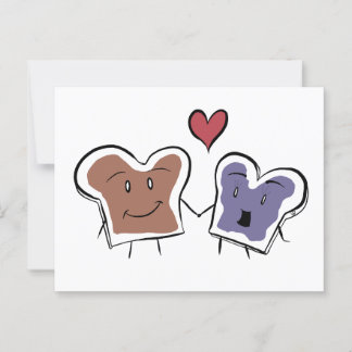 Carte Postale Beurre d'arachide et couple de gelée