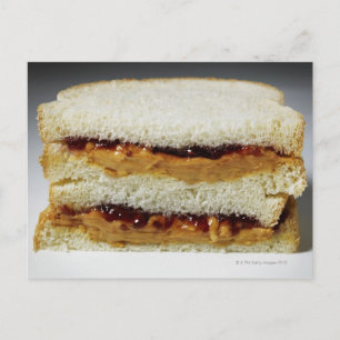 Carte Postale Beurre d'arachide et sandwich à la gelée.