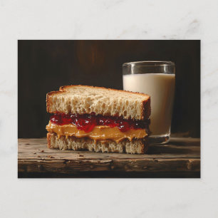 Carte Postale Beurre d'arachide et sandwich sandwich à la gelée 