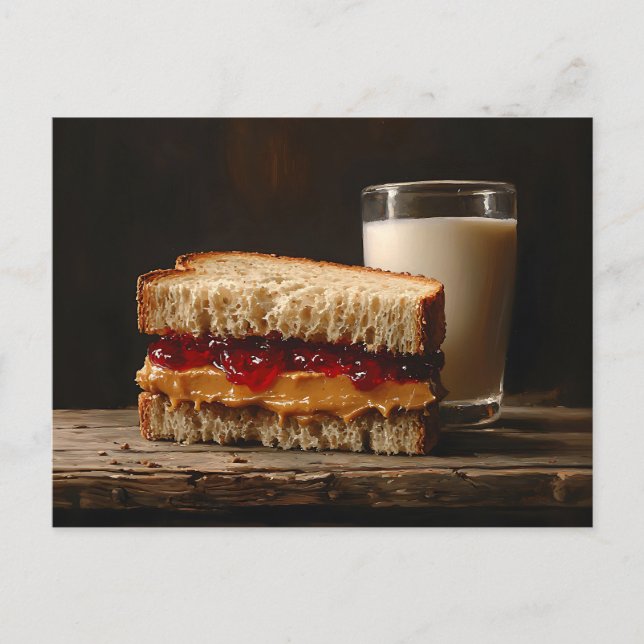Carte Postale Beurre d'arachide et sandwich sandwich à la gelée  (Devant)