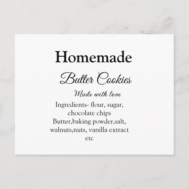 Carte Postale Beurre fait maison biscuits faits avec amour ajout (Devant)