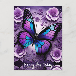 Carte Postale Beurre pourpre Floral Anniversaire