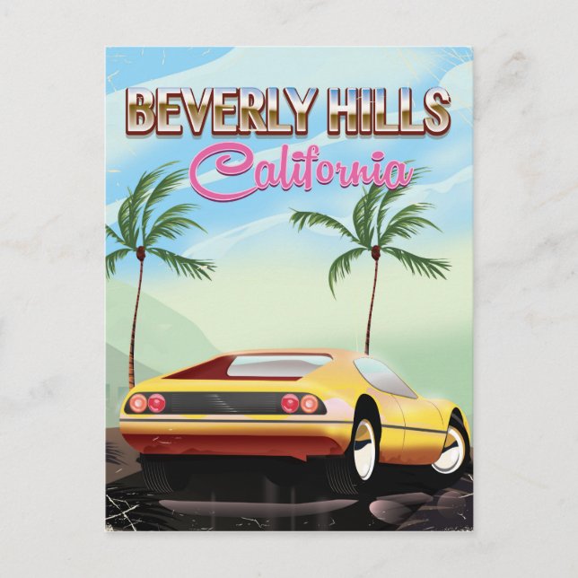 Carte Postale Beverly Hills Californie affiche de voyage rétro (Devant)