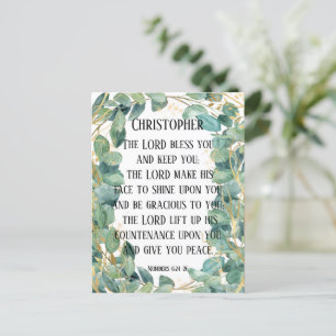 Carte Postale Bible chrétienne Verse Bénédiction Eucalyptus Feui