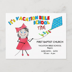 CARTE POSTALE BIBLE DE L'ÉCOLE DE VACANCES - FILLE